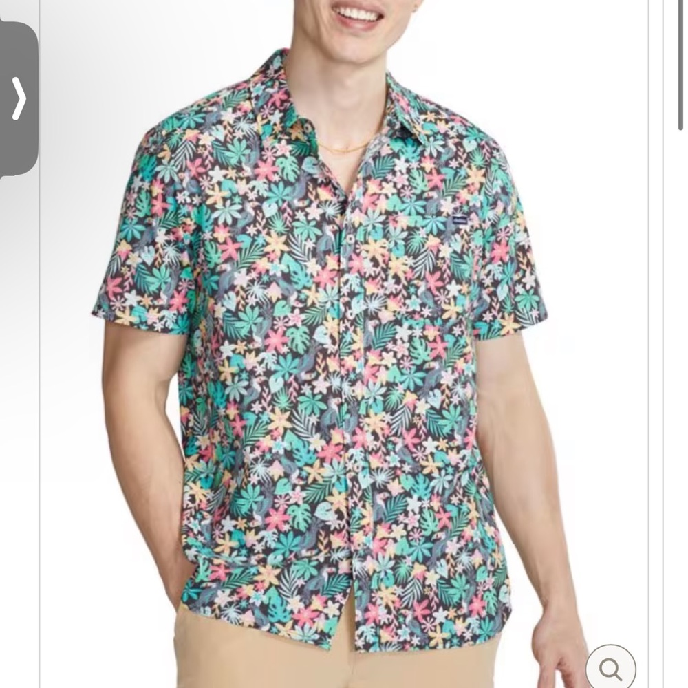 CHUBBIES men’s breeze tech Friday button down shirt size L short sleeve tropical